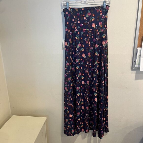 LULAROE Women's Navy Blue Floral Print Maxi Skirt Size XXS NEW - Picture 2 of 5